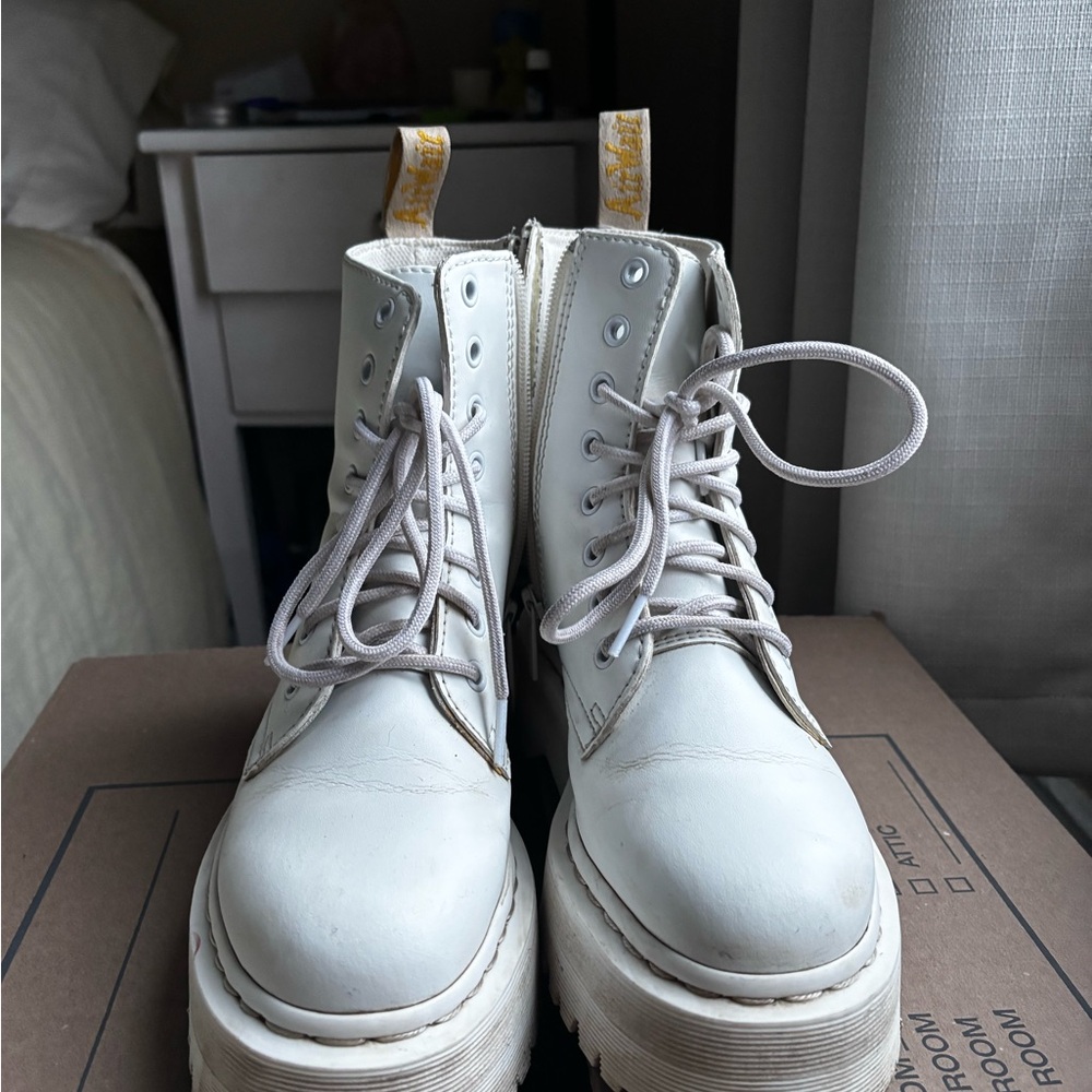 White Lace-Up Women's Boots